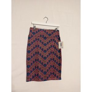 LuLaRoe NWT Cassie pencil skirt blue pink and yellow women's medium